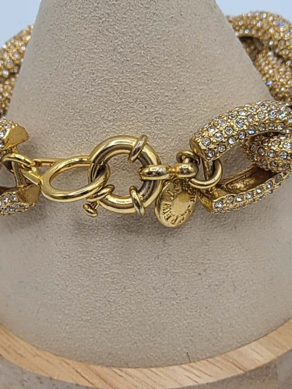 J Crew Chunky Gold Tone Pave Bracelet Like New